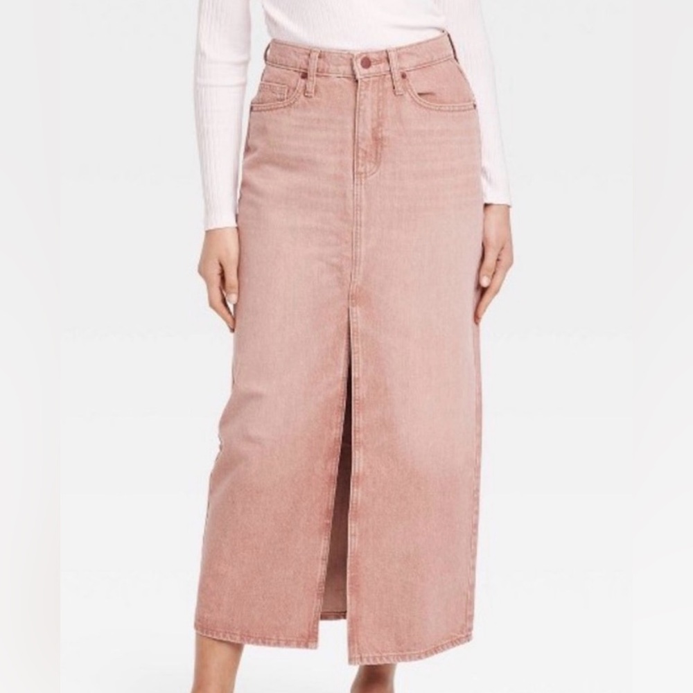 Universal Thread Women's Denim Maxi Skirt / Clay Pink